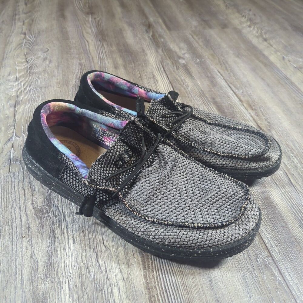 Hey Dude Wally Funk Tri Black Scales Men's Size 10 Comfort Leisure